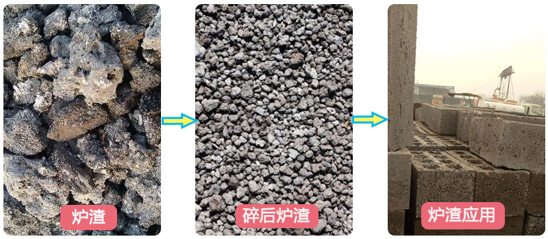 炉渣破碎前后及应用 炉渣破碎前后及应用
